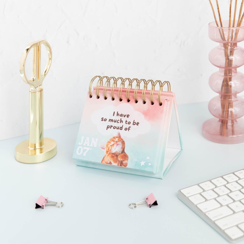 Catchyourdreams Daily Motivational Calendar - Perpetual Flip Calendar with Positive Affirmations to Start Your Day With a Smile - Inspirational Decor Gift for Women Dog Cat Desk Accessories - Image 3
